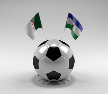Cezayir - Lesotho Futbol Bayrakları, Beyaz Arkaplan - 3D Render