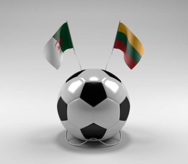 Cezayir - Litvanya Futbol Bayrakları, Beyaz Arkaplan - 3D Render