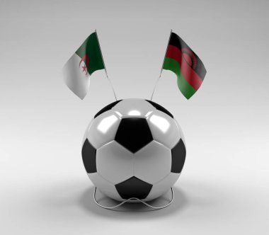 Cezayir - Malavi Futbol Bayrakları, Beyaz Arkaplan - 3D Render