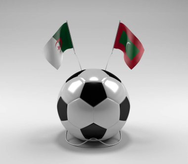 Cezayir - Maldivler Futbol Bayrakları, Beyaz Arkaplan - 3D Render