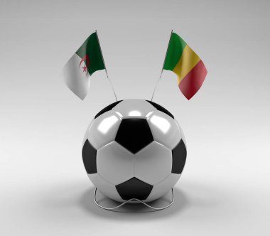 Cezayir - Mali Futbol Bayrakları, Beyaz Arkaplan - 3D Render