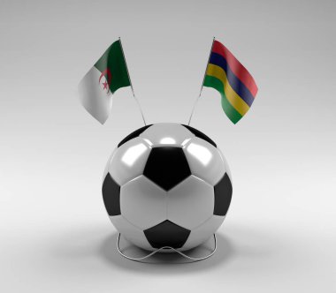 Cezayir - Mauritius Futbol Bayrakları, Beyaz Arkaplan - 3D Render