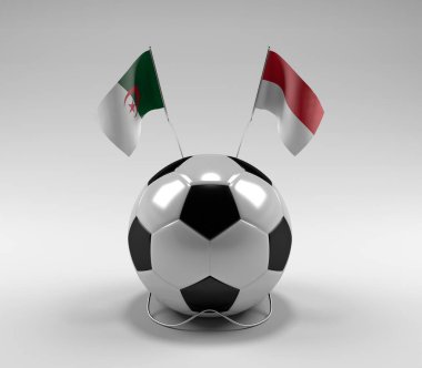 Cezayir - Monako Futbol Bayrakları, Beyaz Arkaplan - 3D Render