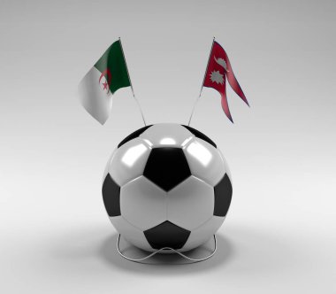 Cezayir - Nepal Futbol Bayrakları, Beyaz Arkaplan - 3D Render