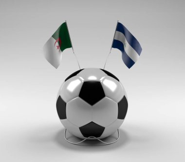 Cezayir - Nikaragua Futbol Bayrakları, Beyaz Arkaplan - 3D Render