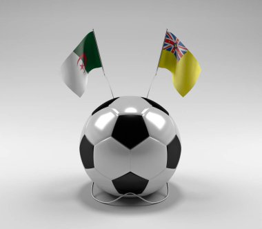 Cezayir - Niue Futbol Bayrakları, Beyaz Arkaplan - 3D Render