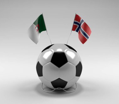 Cezayir - Norveç Futbol Bayrakları, Beyaz Arkaplan - 3D Render