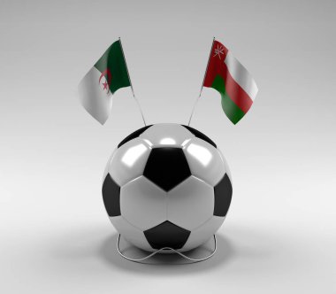 Cezayir - Umman Futbol Bayrakları, Beyaz Arkaplan - 3D Render