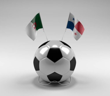 Cezayir - Panama Futbol Bayrakları, Beyaz Arkaplan - 3D Render