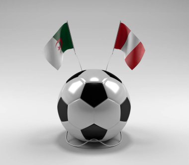 Cezayir - Peru Futbol Bayrakları, Beyaz Arkaplan - 3D Render