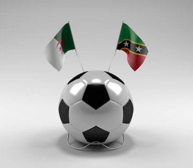 Cezayir - Saint-Kitts-and-Nevis Futbol Bayrakları, Beyaz Arkaplan - 3D Render