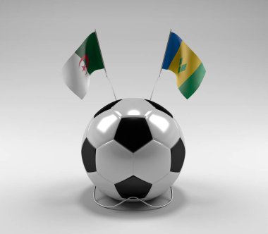 Cezayir - Saint-Vincent-and the-Grenadines Futbol Bayrakları, Beyaz Arkaplan - 3D Render