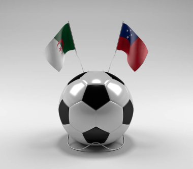 Cezayir - Samoa Futbol Bayrakları, Beyaz Arkaplan - 3D Render