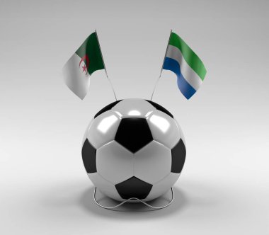Cezayir - Sierra-Leone Futbol Bayrakları, Beyaz Arkaplan - 3D Render