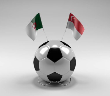 Cezayir - Singapur Futbol Bayrakları, Beyaz Arkaplan - 3D Render