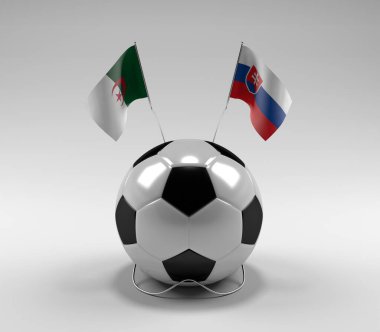 Cezayir - Slovakya Futbol Bayrakları, Beyaz Arkaplan - 3D Render
