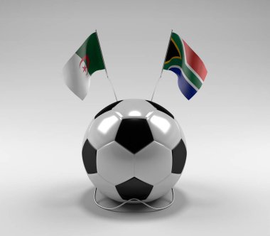 Cezayir - Güney Afrika Futbol Bayrakları, Beyaz Arkaplan - 3D Render