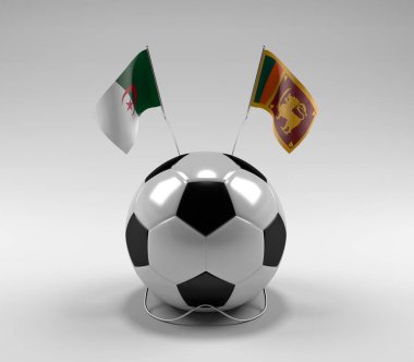 Cezayir - Sri-Lanka Futbol Bayrakları, Beyaz Arkaplan - 3D Render
