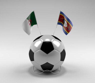 Cezayir - Svaziland Futbol Bayrakları, Beyaz Arkaplan - 3D Render