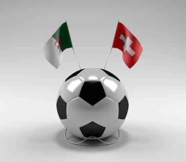 Cezayir - İsviçre Futbol Bayrakları, Beyaz Arkaplan - 3D Render