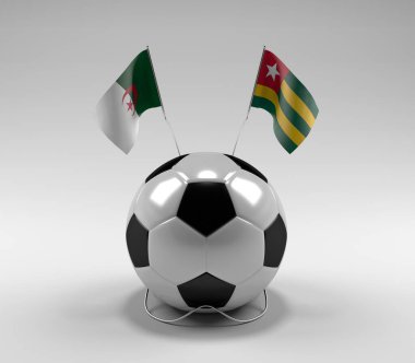 Cezayir - Togo Futbol Bayrakları, Beyaz Arkaplan - 3D Render