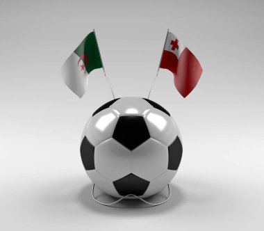 Cezayir - Tonga Futbol Bayrakları, Beyaz Arkaplan - 3D Render