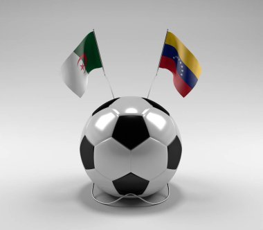 Cezayir - Venezuela Futbol Bayrakları, Beyaz Arkaplan - 3D Render