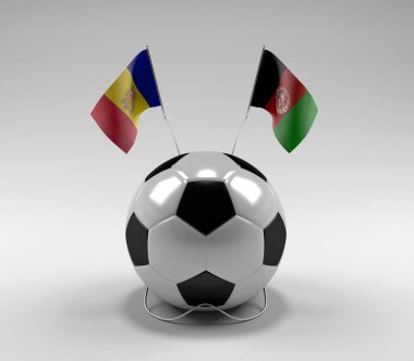 Andorra - Afganistan Futbol Bayrakları, Beyaz Arkaplan - 3D Render