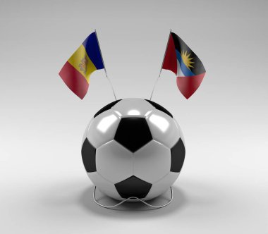 Andorra - Antigua ve Barbuda Futbol Bayrakları, Beyaz Arkaplan - 3D Render