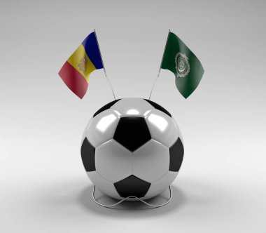 Andorra - Arap Ligi Futbol Bayrakları, Beyaz Arkaplan - 3D Render