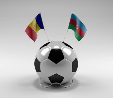 Andorra - Azerbaycan Futbol Bayrakları, Beyaz Arkaplan - 3D Render