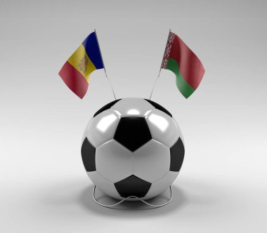 Andorra - Beyaz Futbol Bayrakları, Beyaz Arkaplan - 3D Render