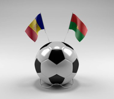 Andorra - Burkina-Faso Futbol Bayrakları, Beyaz Arkaplan - 3D Render