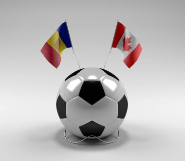 Andorra - Kanada Futbol Bayrakları, Beyaz Arkaplan - 3D Render