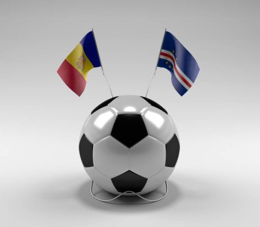 Andorra - Cape-Verde Futbol Bayrakları, Beyaz Arkaplan - 3D Render