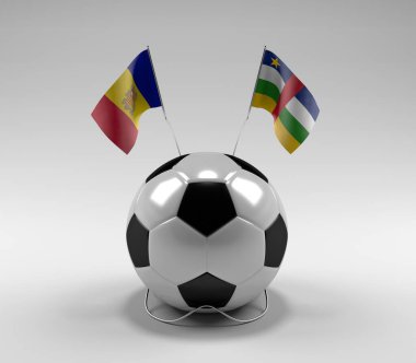 Andorra - Orta Afrika Cumhuriyeti Futbol Bayrakları, Beyaz Arkaplan - 3D Render