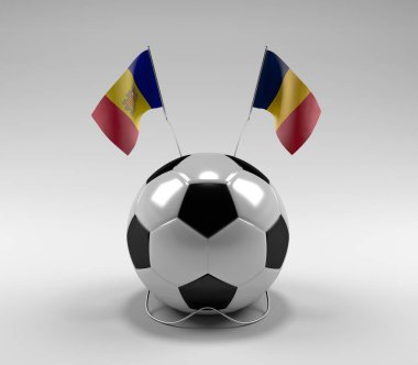 Andorra - Chad Futbol Bayrakları, Beyaz Arkaplan - 3D Render