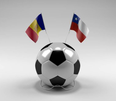 Andorra - Şili Futbol Bayrakları, Beyaz Arkaplan - 3D Render