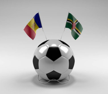 Andorra - Dominica Futbol Bayrakları, Beyaz Arkaplan - 3D Render