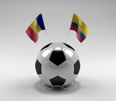 Andorra - Ekvador Futbol Bayrakları, Beyaz Arkaplan - 3D Render