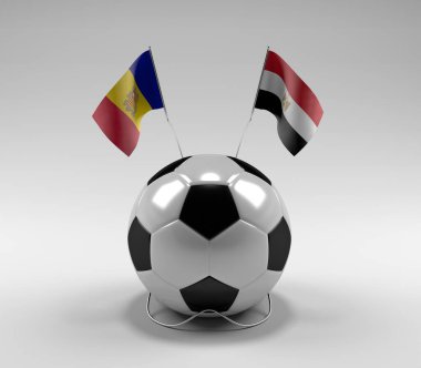 Andorra - Mısır Futbol Bayrakları, Beyaz Arkaplan - 3D Render