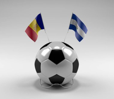 Andorra - El-Salvador Futbol Bayrakları, Beyaz Arkaplan - 3D Render