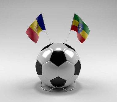 Andorra - Etiyopya Futbol Bayrakları, Beyaz Arkaplan - 3D Render