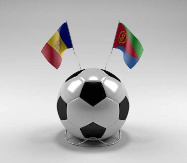 Andorra - Eritre Futbol Bayrakları, Beyaz Arkaplan - 3D Render