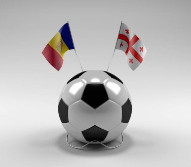 Andorra - Georgia Futbol Bayrakları, Beyaz Arkaplan - 3D Render