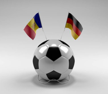 Andorra - Almanya Futbol Bayrakları, Beyaz Arkaplan - 3D Render