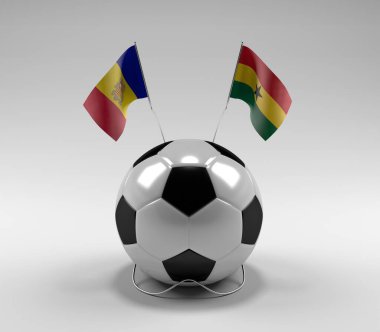 Andorra - Gana Futbol Bayrakları, Beyaz Arkaplan - 3D Render