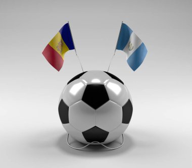 Andorra - Guatemala Futbol Bayrakları, Beyaz Arkaplan - 3D Render