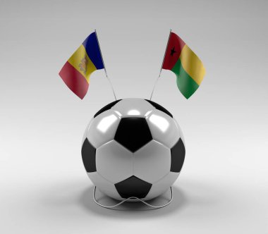 Andorra - Gine-Bissau Futbol Bayrakları, Beyaz Arkaplan - 3D Render