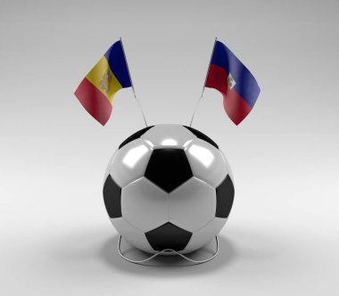 Andorra - Haiti Futbol Bayrakları, Beyaz Arkaplan - 3D Render